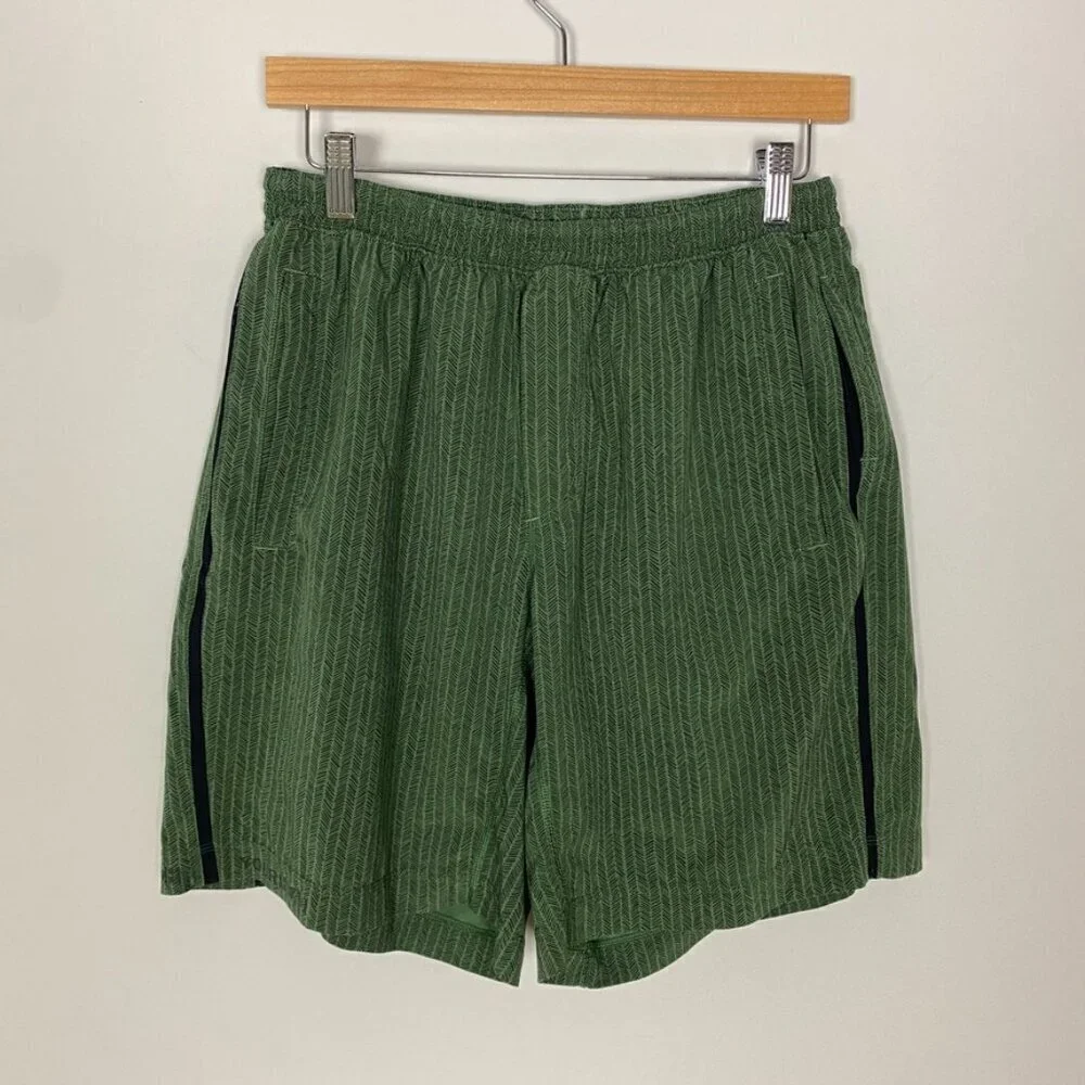 Lululemon Pace Breaker Lined Shorts Green Mens Large Drawstring Athletic Active